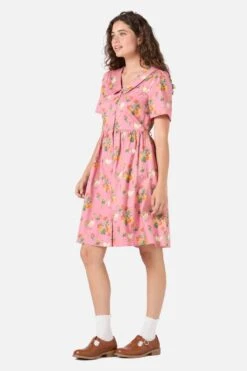 Chickens Mini Shirt Dress - Pink Vintage Poultry Print Cotton Button-Down Mini Dress -ModCloth PGFZ179 007 13