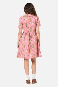 Chickens Mini Shirt Dress - Pink Vintage Poultry Print Cotton Button-Down Mini Dress -ModCloth PGFZ179 007 14