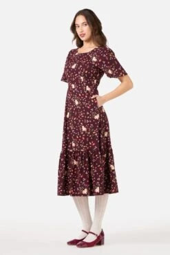 Princess Highway Coco Rabbit Whimsical Floral & Rabbit Print Tiered Ruffle Midi Dress -ModCloth PGFZ224 013 13