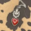 Brigitte Bogart Red Rosarita Heart Sterling Silver Sacred Heart Pendant - 22" Necklace
