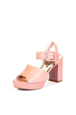 Rose Leather Platform Heels
