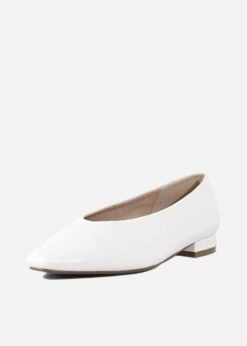 Chelsea Crew Slick Leather Ballet Flats – Elegant Low Heel Slip-On Shoes -ModCloth SLICK WHITE 1 d74cb90d cae3 495f bdb2 5846154d84aa