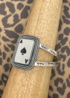 Brigitte Bogart Handmade Ace of Spades TruStone Cuff Bracelet – 925 Sterling Silver Deco Wire -ModCloth SPDWHT45CFF WHITE 2