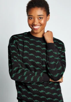 Sugarhill Brighton Little Bronto Babies Black Sweatshirt – Green Dinosaur Print Organic Cotton Pullover 9 Sugarhill Brighton Little Bronto Babies Black Sweatshirt – Green Dinosaur Print Organic Cotton Pullover -ModCloth b1d90fc328f30df7019a1751e1978252