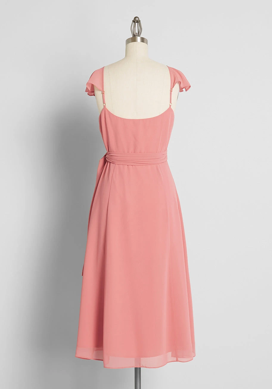 Hutch Creamy Pink Ruffle Trim Midi Wrap Dress – Feels Like Summer Fit-and-Flare 4 Hutch Creamy Pink Ruffle Trim Midi Wrap Dress – Feels Like Summer Fit-and-Flare - Image 2