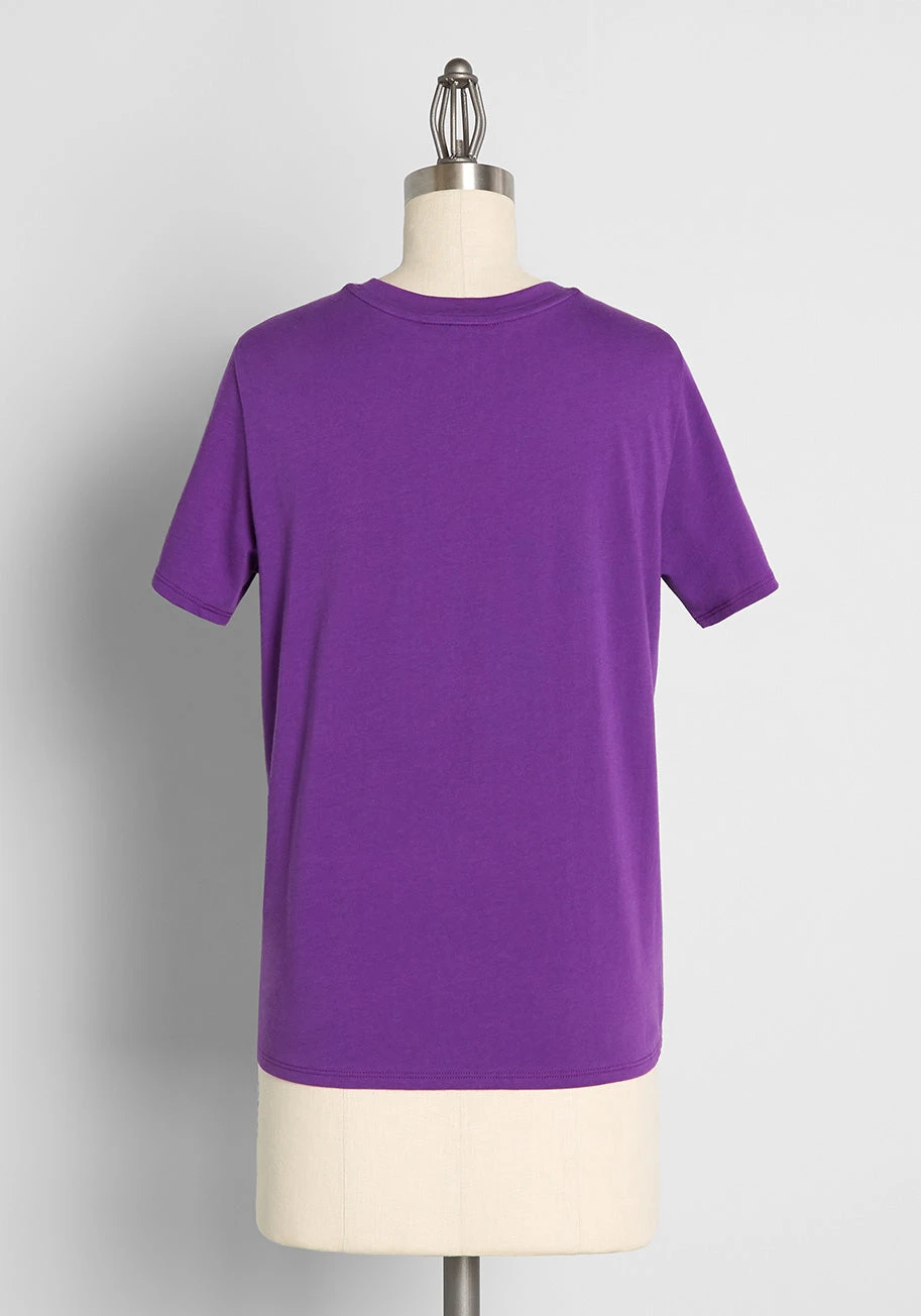 ModCloth Purple Halloween Graphic Crew Neck Tee – Spooky Ghost & Jack-O-Lantern Vintage Print 4 ModCloth Purple Halloween Graphic Crew Neck Tee – Spooky Ghost & Jack-O-Lantern Vintage Print - Image 2