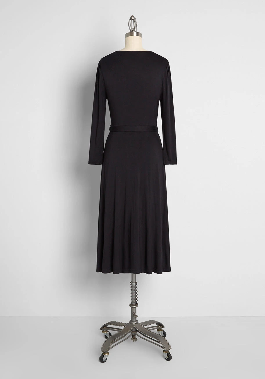 ModCloth Namesake Black 3/4 Sleeve This Is My Moment Midi Wrap Dress 8 ModCloth Namesake Black 3/4 Sleeve This Is My Moment Midi Wrap Dress - Image 6