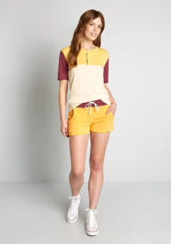 ModCloth X CAMP Collection Yellow and Burgundy Colorblock Drawstring Shorts 11 ModCloth X CAMP Collection Yellow and Burgundy Colorblock Drawstring Shorts -ModCloth c5ca1d882b0909809d86b2d391bb3d00