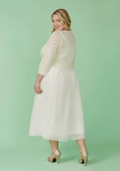 ModCloth White Pointelle Knit and Tulle – Flaunt Where You Want Twofer Midi Dress -ModCloth ca4e1d70e2c77d49f2493c5a603d8e3f