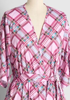 Lively Lounging Robe – Pink Retro Plaid Jersey Knit with Removable Sash -ModCloth e1cd22e9fac18bed4aa17a938b1c0f11