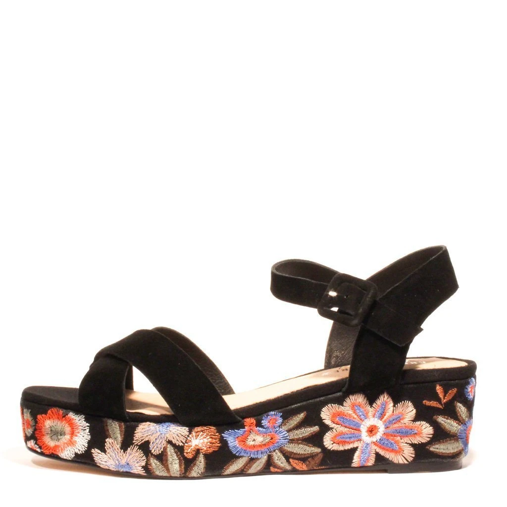 Chelsea Crew Black Label Fancy Embroidered Suede Platform Wedge Sandals 4 Chelsea Crew Black Label Fancy Embroidered Suede Platform Wedge Sandals - Image 2