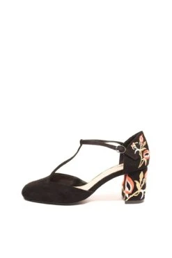 Frenchie T-Strap Embroidered Heels -ModCloth frenchie micro ccbl chelsea crew black label frenchie micro 02.373