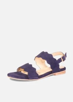 Chelsea Crew Jarden Navy Suede Scallop Flat Sandals - Two-Strap Slingback -ModCloth jarden sue ccbl ccbl jarden sue 04 fc7c8b85 509a 4e58 8e36 f479134dec0c