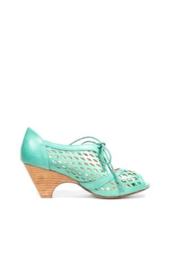 Jojo Vintage Faux Leather Lace-Up Heels - Cutout Peep-Toe Stacked Heel -ModCloth jojo pu chelsea crew chelsea crew jojo pu 09.281 6deee282 2be6 4711 a25c 0df177b4e639