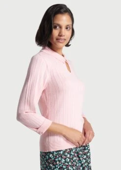 ModCloth Pearly Paradise Pink Keyhole Sweater – Plus Size Delicate Collar Knit Top -ModCloth m4403086 pnk 3